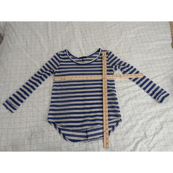 Whetherly women's blue white striped stretch open knit top size small - Picture 11 of 15